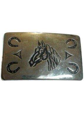 Vintage Chambers Horse Head & Horseshoe Belt Buckle Made In USA